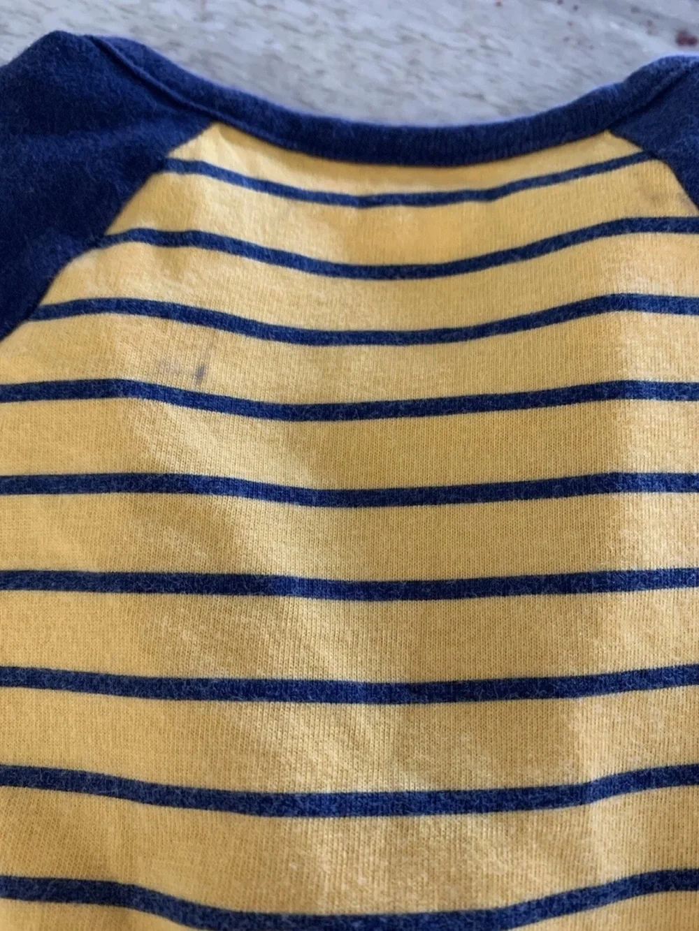 Carter's Yellow & Navy Striped Baby Footed One-Pieces (2)